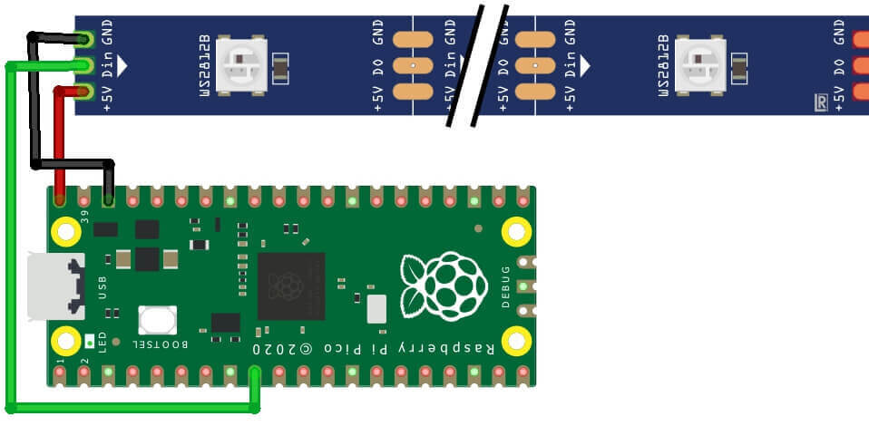 Raspberry pi pico with ws2812b