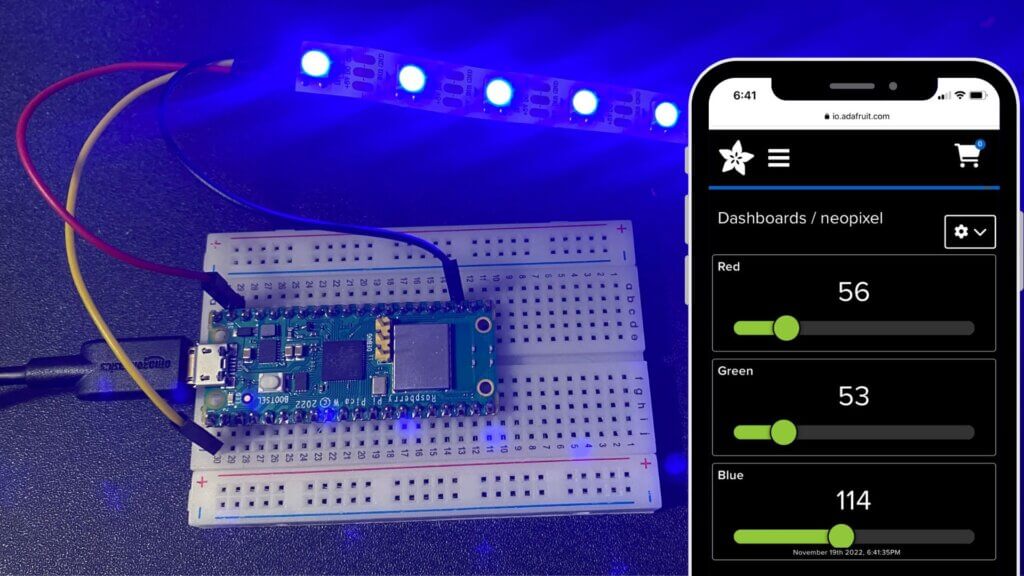 Control WS2812 LED With Raspberry Pi Pico W & Adafruit IO