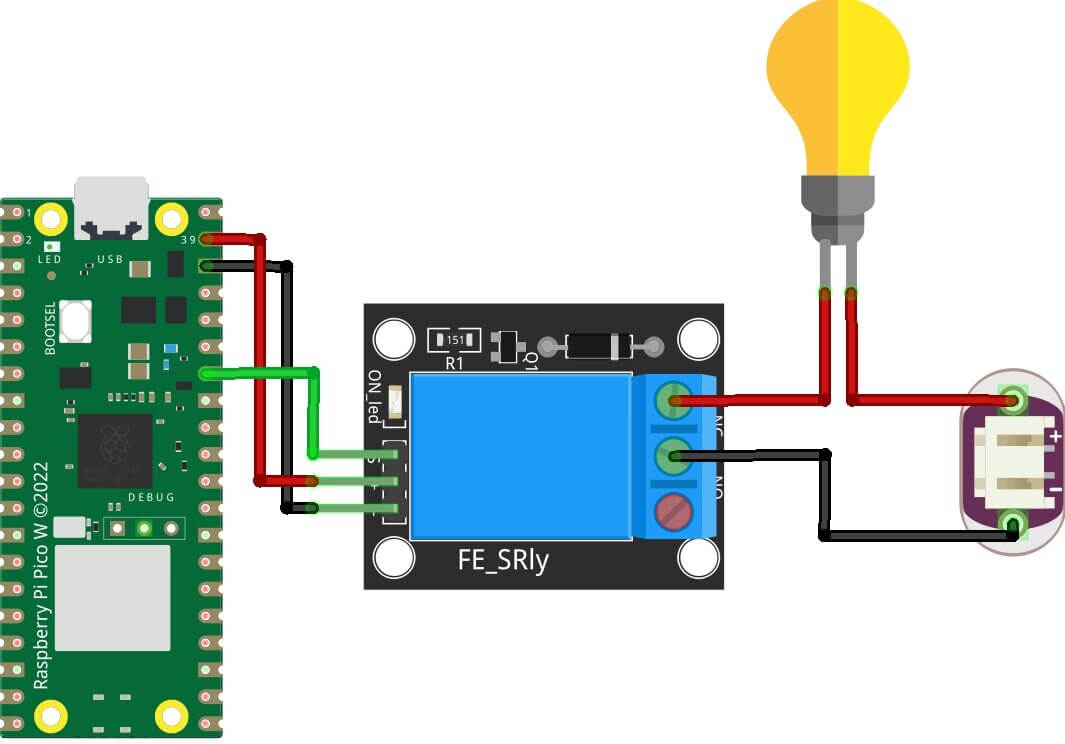 Fritzing Circuit Raspberry Pi Pico W Relay Module Web Server