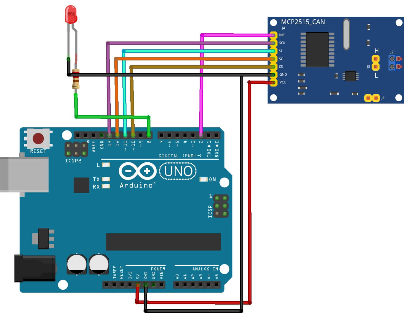 MCP2515 Bus Module With Arduino Reciever