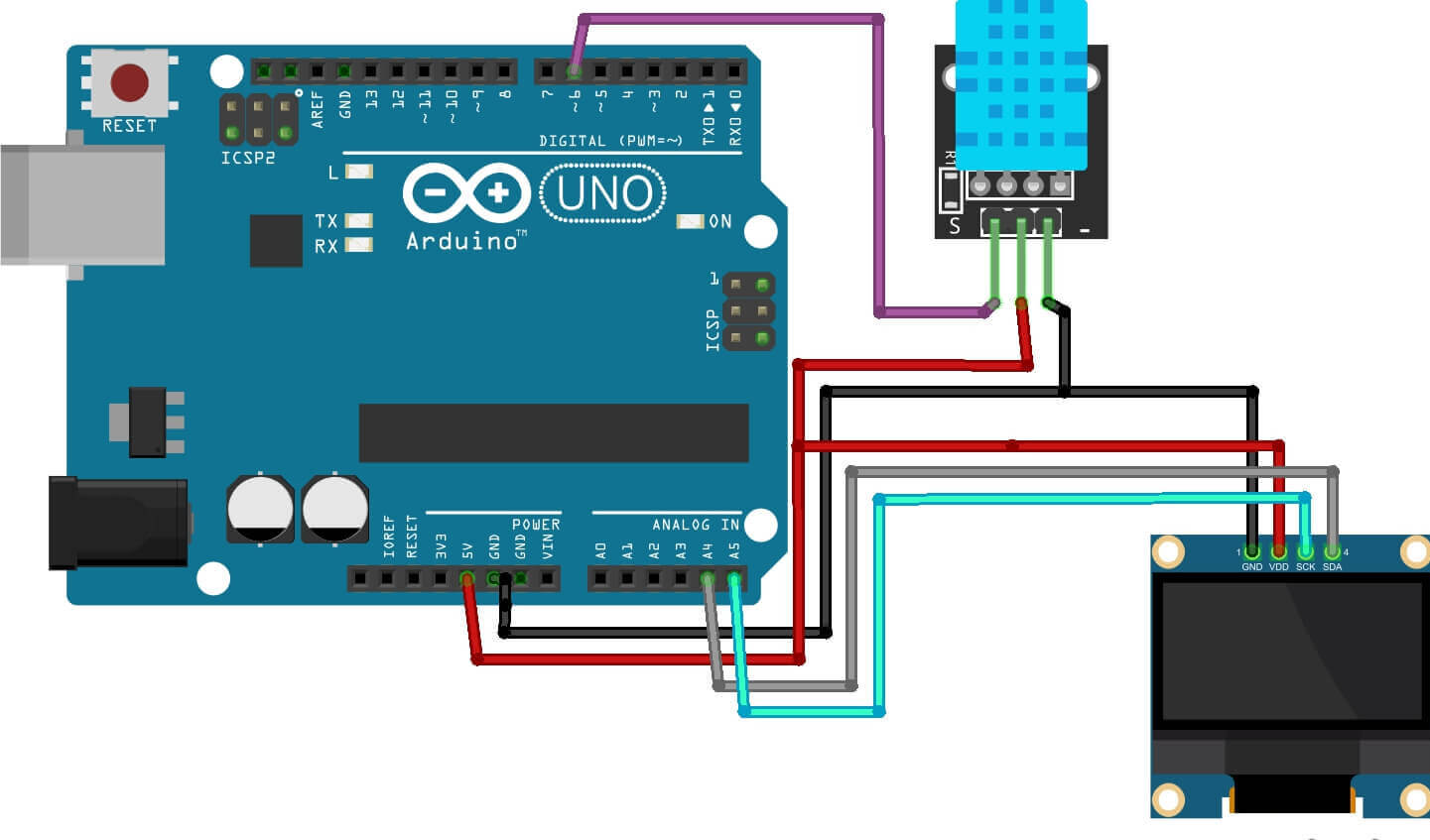 DHT11 Sensor With I2C OLED Display & Arduino