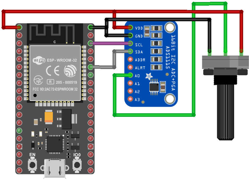 Read voltage using ESP32 & ADS1115