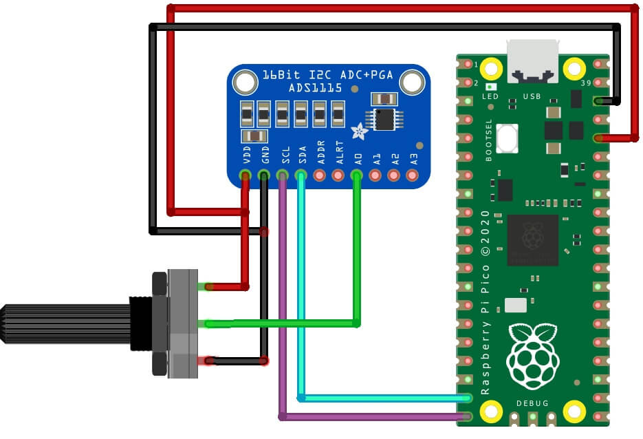 Interfacing ADS1115 Analog-to-Digital Converter with Raspberry Pi Pico