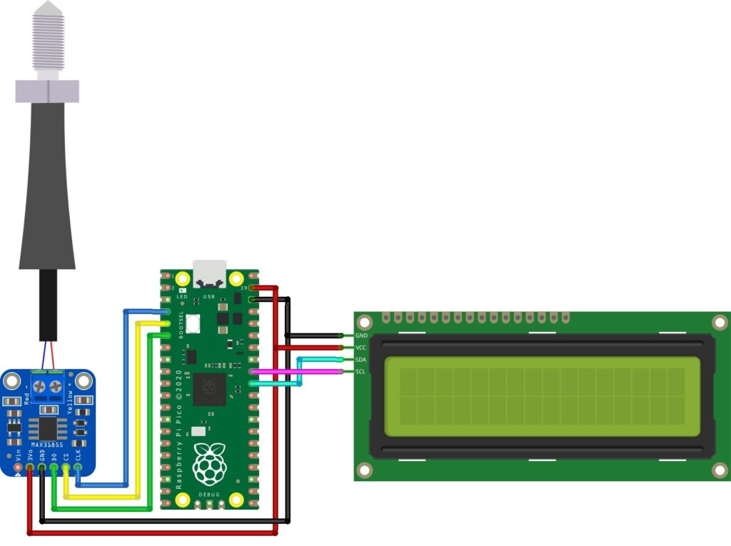 Interfacing MAX6675 Thermocouple & LCD Display with Rpi pico 