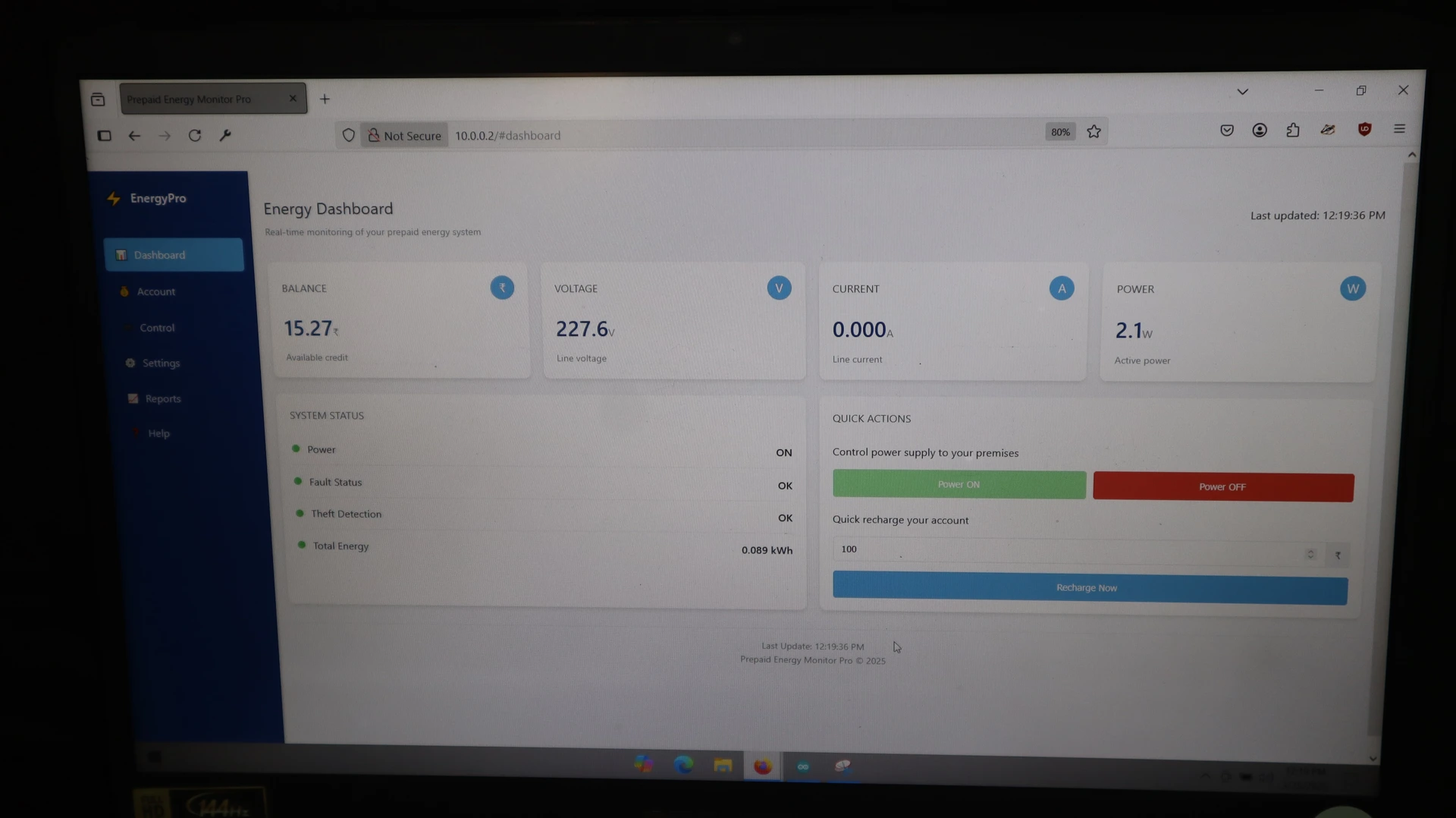 Energy meter web dashboard