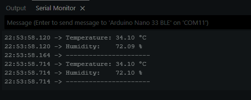 Testing Arduino Nano 33 BLE Sense Rev2 temperature sensor 