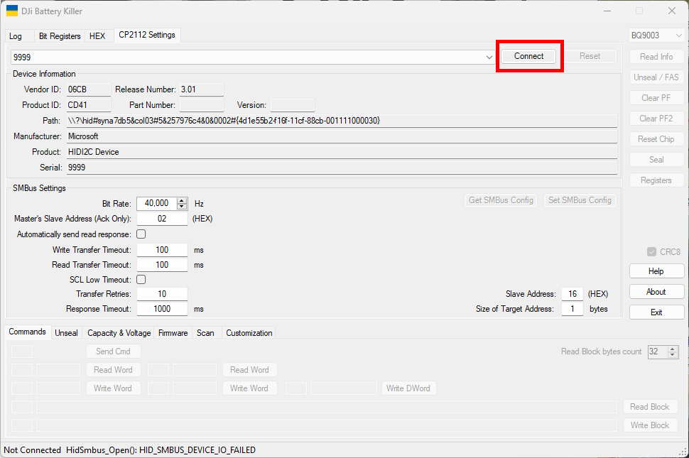 DJI Killer software main screen