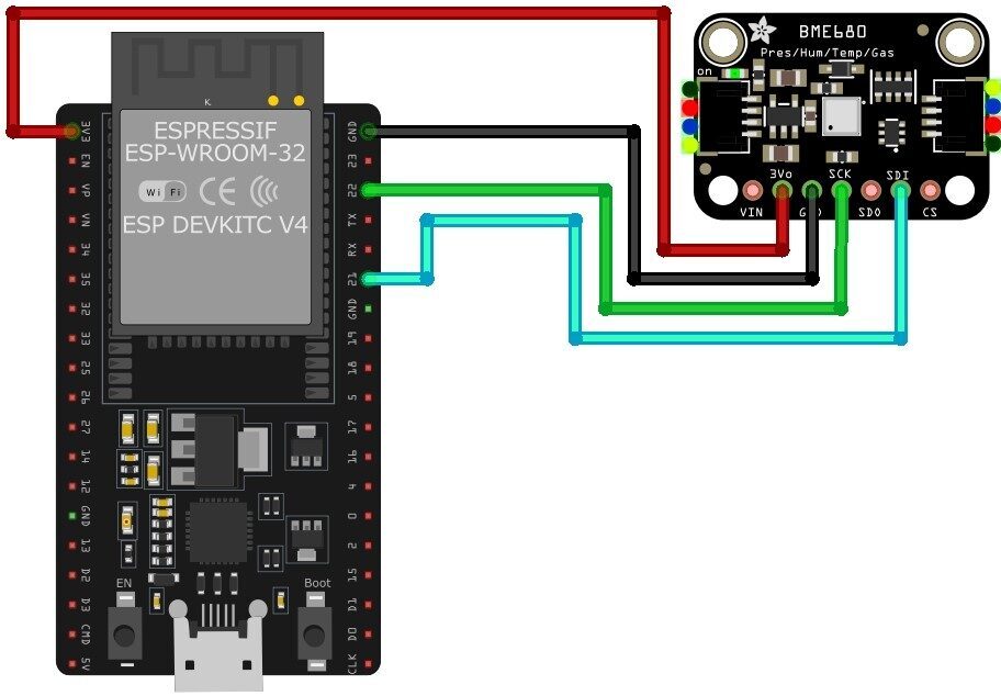 Wiring: ESP32 & BME688 Sensor